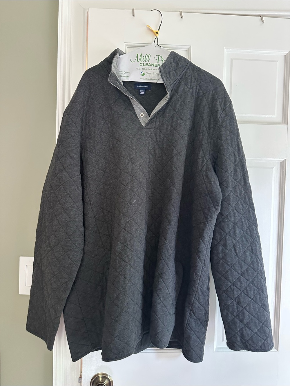 croft & barrow Quilted Pullover in Dark Gray with Navy Tag